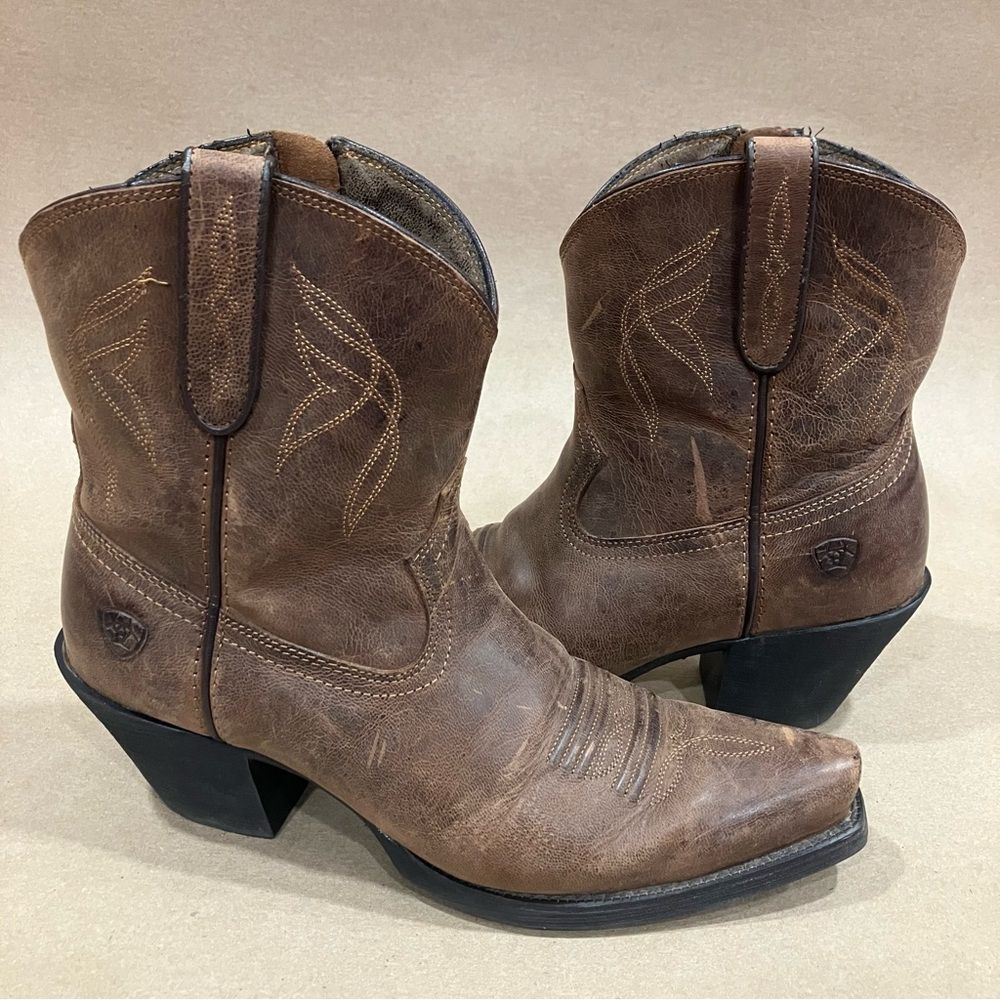 ARIAT Lovely Western Pull On Zip Boots Sassy Brown US 6C Wide  10027229